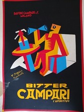 Manifesto poster pubblicitario Bitter Campari illustrato Depero originale 1925
