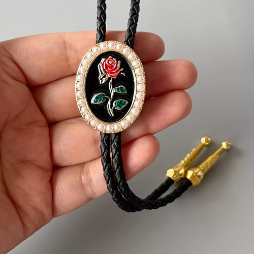 Cravatta bolo rosa nera - ,