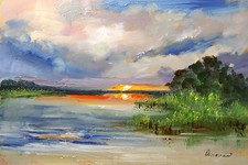 PAESAGGIO Quadro olio contemporaneo 8x12UCRAINA