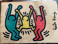 KEITH HARING quadro su carta firmato