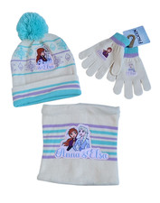 Disney Frozen Anna & Elsa set invernale 3 pezzi nuovo berretto sciarpa guanti taglia 54