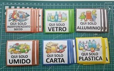 6 ADESIVI X DIFFERENZIATA BIDONI ESTERNO RACCOLTA SPAZZATURA HIGH QUALITY PVC