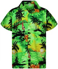 Camicia Hawaiana Surf Verde