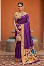 Sari Saree Indiane Wine-Gold
