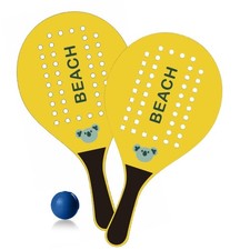Set Racchettoni da Spiaggia in Legno 2 Racchette 20x38 cm con Pallina Inclusa