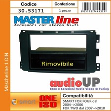 MASCHERINA AUTORADIO 1 DIN SMART FOR FOUR 04-->06 ADATTATORE UN DIN CON CASSETTO