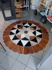 Bellissimo TAPPETO Rotondo IN VERA PELLE DI CAVALLO Cucito A Mano Casa Saloon 80