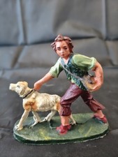 Statuina presepe Confalonieri Chialu' anni 40' in cartapesta pasta Pastore cane