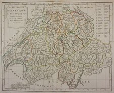 CARTE ANCIENNE SUISSE REPUBLIQUE HELVETIQUE VAUGONDY DELAMARCHE GRAVURE