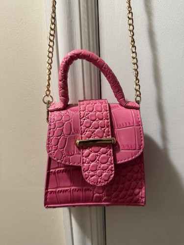 Mini borsa rosa coccodrillo