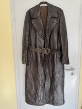 CAPPOTTO PELLE PESANTE MARRONE MILITARE WEHRMACHT LOOK TG 52 cappotto moto motociclista