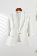 Giacca Bianca Mezza Manica Slim Fit Elegante Business Chic Ufficio CF45424