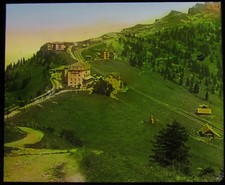 TINTED Glass Magic Lantern Slide THE SUMMIT OF THE RIGI C1910 PHOTO SWITZERLAND 