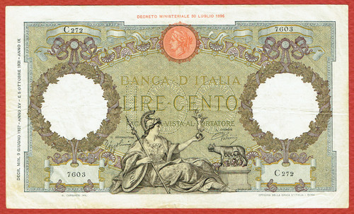 Banca italia 1937 100 - d'italia, 9.