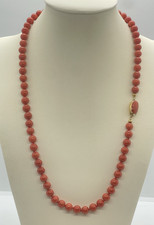 Collana Corallo Naturale pregiato del Mar Mediterrano Sfere chiusura oro 18 Kt