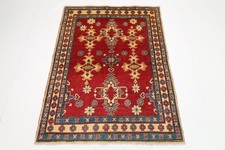 Tappeto kazako 4x5 piedi zona rossa afgano annodato a mano tribale...