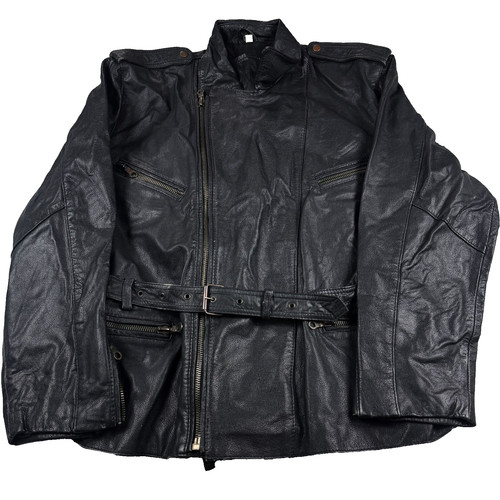 Vintage black leather biker - leather,