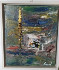 Quadro astratto dipinto a mano con colori acrilici - Il pertugio e la colonna