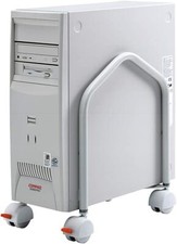 Carrello Porta PC Tower con 4 Ruote Larghezza Regolabile in Metallo Grigio