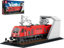 66020: Set Treno Elettrico Retrò + Auto D'Epoca (1939Pz). Modello MOC Con Base, 