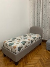 Letto singolo in ecopelle con contenitore + materasso in memory foam