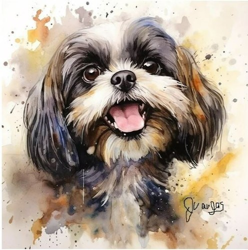Acquerello shih tzu dipinto - tzu,