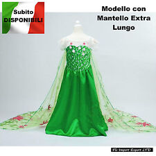 Frozen Fever Vestiti Carnevale Elsa Dress Costumes mantello extra lungo 789021B