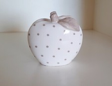 Portatovaglioli / portaposta Mela in ceramica panna - grigio H 9 cm
