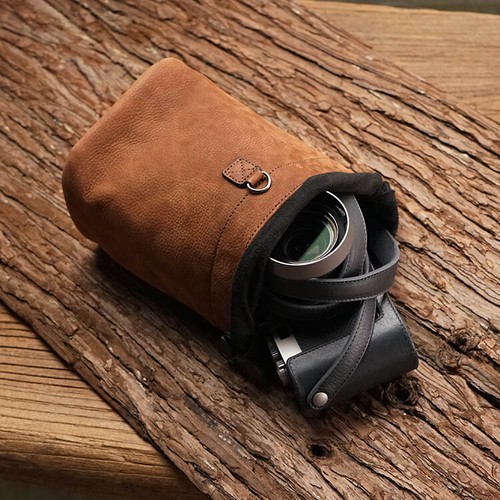 Custodia fotocamera vera pelle