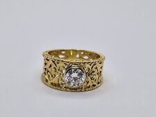 Anello Oro 18 Kt Traforo Fiorentino Stile Buccellati Brillante 0.75 Ct K - VS1