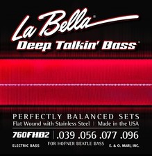 La Bella Bass Strings Deep Talkin' Bass Beatle Hoftner Bass Flat Wound Light