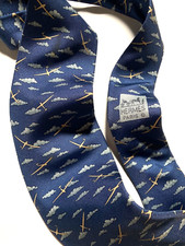 HERMES VINTAGE ALIANTE TRA LE NUVOLE CRAVATTA AEREO ALA FRANCIA HIGH END BLUE