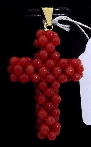 Croce corallo rosso oro - corallo,