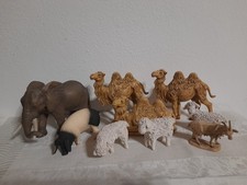 Lotto 9 animali presepe elefante maiale SCHLEICH pecore gesso cammelli plastica