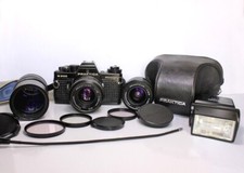 Praktica B200 obiettivo 50 mm 28 mm 135mm flash borsa fotocamera rullino testata