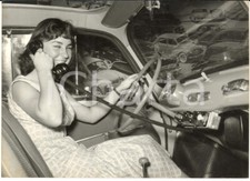1956 ROMA EUR Esposizione di Elettronica - FIAT 600 con radiotelefono - Foto