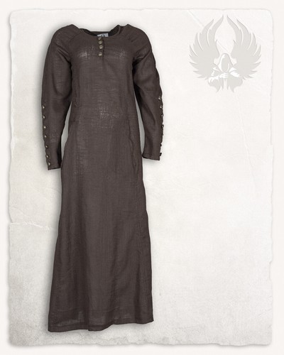 Abito jovina lino marrone - lino,