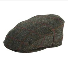 Barbour Crieff Flat Cap Oliva/Rosso Overcheck