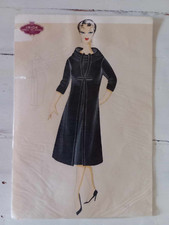 Figurino di moda anni 50-60 disengato e colorato a mano con cartamodello