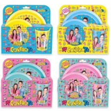 me contro te  Set 2 piatti e bicchiere in melamina  rosa