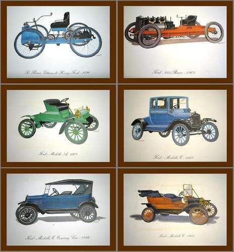 6vecchie stampe auto epoca - 6vecchie, d'epoca