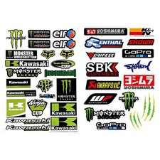 39x Adesivi - Decalcomania MONSTER Kawasaki Moto GP Dirt Pit Bike Quad ATV
