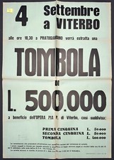 AB6 manifesto Viterbo Tombola 1979 lire 500 mila Santa Rosa 4 settembre 100x70