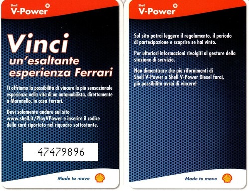 Carte gioco shell power - shell, v-power