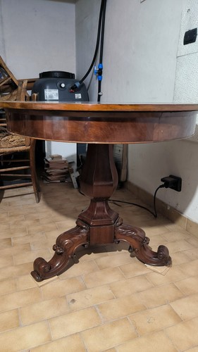 Antico tavolo rotondo noce - in,