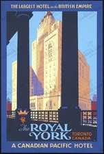 Poster da viaggio Royal York Hotel Toronto 1930 Canadian Pacific parete art deco