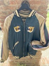 Vintage Sukajan Medium Japan Bomber Jacket Reversible Embroidered Tiger Dragon