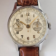 ITANA WATCH GENEVE-CRONO MANUALE-RUOTA A COLONNE-ACCIAIO-FIRMATO-VALJOUX 23-RARO