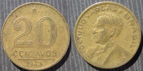 Brazil centavos 1943 - brazil, "