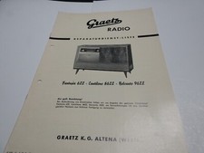 Graetz Servizio Riparazione Lista Fantasia 622-Cantilene 8622 Belcato 9622 1958